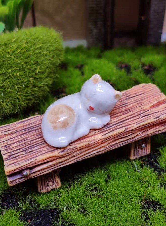 WitnyStore Tiny 1" White Brown Pointed Shorthair Cat Sleeping Curled Figurine - Miniature Hand Made Painted Ceramic Cats Kitten Feline Animal Cute Porcelain Decorative Collectible Figure Décor Gifts - Image 3